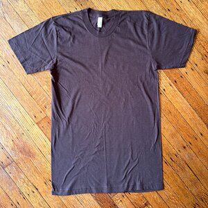 American Apparel Unisex Size S Crew Neck 100% Fine Cotton T-Shirt - Brown